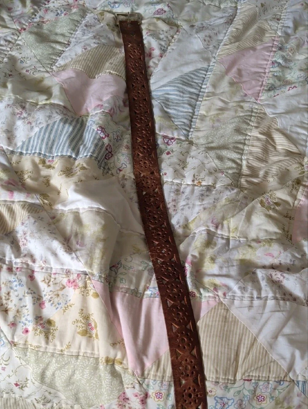 Women's Brown Laser-Cut Leather Belt